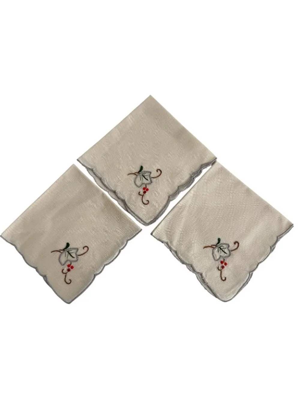 Embroidered Linen Table Runner 8 Placemats Dinner Napkins 6 Cocktail Set Floral